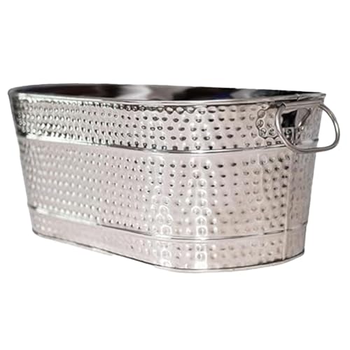 Getränkewanne, lebensmittelecht, verzinkte Wanne mit Griffen, 15 QT, Champagner-Eimer, rostbeständig und stabil, Eiskübel für Partys, hält Getränkeeis 8 Stunden lang und kühlt Barzubehör für die Küch