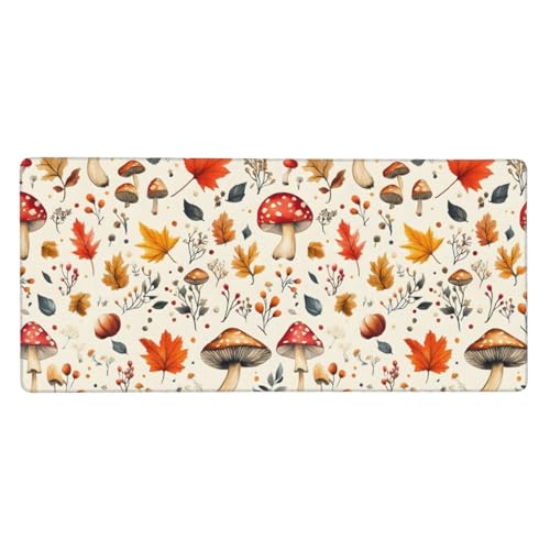 Grand tapis de souris de jeu champignon feuille d'érable pour décorer un bureau d'ordinateur