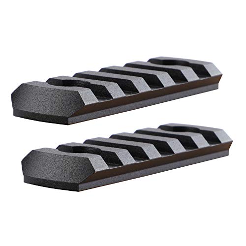 TuFok Mlok Picatinny Rail Sections - Mlok Rail Adapters, Low Profile Picatinny Rail Mounts(5-Slot,Black,2 Pack)