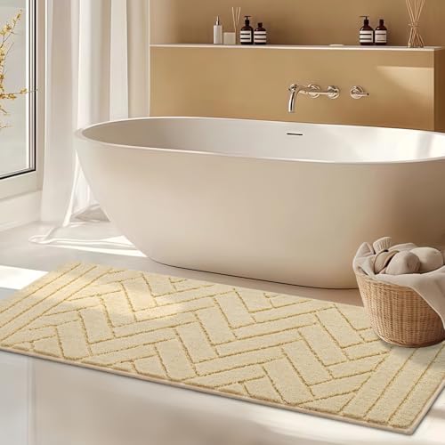 Biscpro Tapis Chien 60x150 cm, Lavable en Machine, Tapis Epais ET Moelleux, Antidérapant,pour Chien, Entrée, Porte et Couloir -Beige