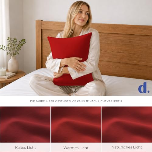 Dreamzie - Kissenbezug 40 x 80cm - 2er Set - 100% Baumwolle - Rot – Ansicht 5