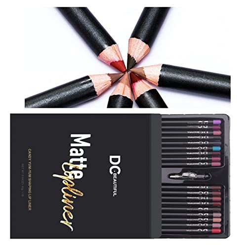 Dc-Beautiful 18 Colors Lip Liners Pencil Set With 2 Pencil Sharpeners, Premium Waterproof Smooth Lip Pencils, Long Lasting Matte Makeup Lipliners #TOP6