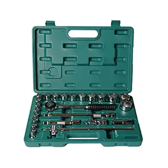 Eastman Sockets, Set Of 24Pcs, 1/2 Inch Sq Drive, Bmc Pack, Chrome Vanadium Steel Wrench Set 6Pt (Below Set) Metal Tool Box - E-2202-624-BM