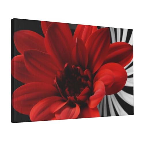 Toile fleurs rouges moderne pour décoration de salon et chambre 30x45 cm