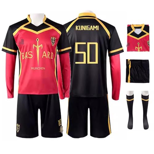 bi bi hou Anime Blue Lock Cosplay Kunigami Rensuke Jersey Set Camiseta Top Pantalón y Calcetines Disfraz de Kunigami Rensuke Uniforme Navidad Halloween Carnaval Fiesta Disfraz Deportivo