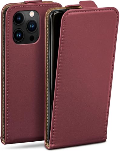 Coque à rabat iPhone 15 Pro pour éviter l'écran brisé bordeaux