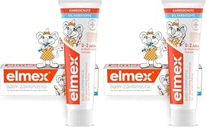 elmex Zahnpasta Baby 0-2 Jahre, 50ml – besonderer Kariesschutz für die ersten Zähne bei Babys – schützt den Zahnschmelz und ist sanft zum Zahnfleisch (Packung mit 2)