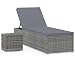 Produktbild vidaXL Sonnenliege mit Auflage Teetisch Gartenliege Relaxliege Rattanliege Strandliege Liegestuhl Liege Gartenmöbel Poly Rattan Grau