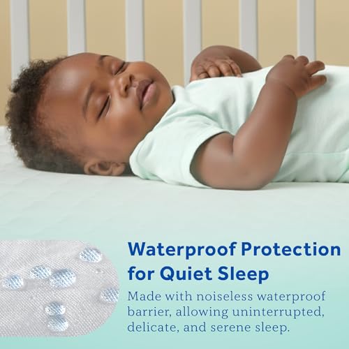 Image of Sealy Baby Cool Comfort Cooling Breathable Waterproof Crib Mattress Protector Pad, Toddler Bed Cover, Infant and Newborn Durable Comfortable Topper, Machine Washable and Dryer Friendly, 52x28 inch- White