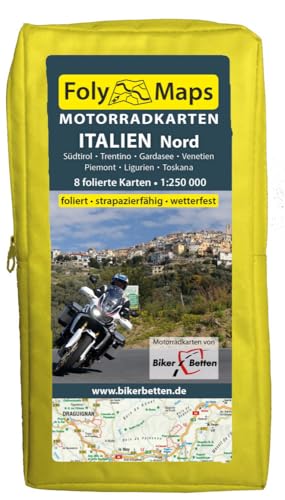 FolyMaps Motorradkarten Italien Nord: 1:250 000 Südtirol, Trentino, Gardasee, Piemont, Ligurien, Toskana, Venetien, Friaul