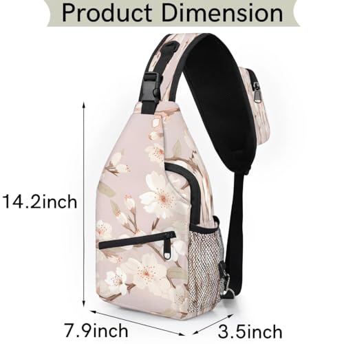 Bolso bandolera unisex con diseño floral 7.9x3.5x14.2 pulg miniatura 2