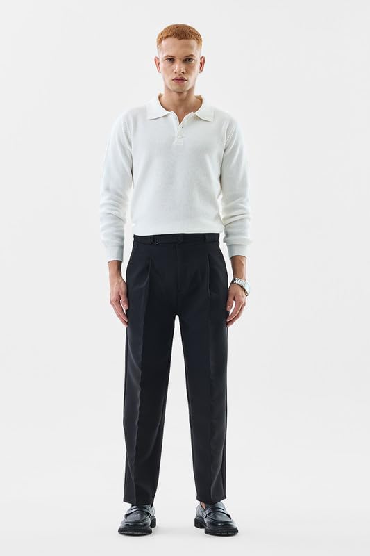 Image of SNITCH Black Korean Relaxed Fit Trousers