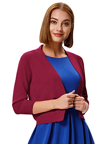 Image of GRACE KARIN Women Cardigan Sweaters Lightweight Knit Cropped Cardigans Trendy 3 /4 Sleeve Shrug Bolero S-3XL
