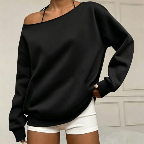 Sweatshirts for Women Off The Shoulder Long Sleeve Loose Pullover Tops - image 2