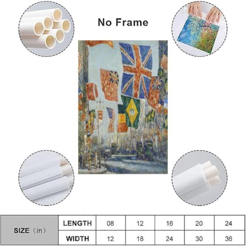 Póster en lienzo Childe Hassam Avenue of The Allies para decoración de dormitorio y salón 3