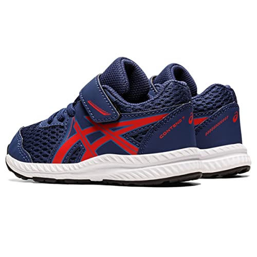 ASICS Tênis de corrida infantil Contend 7, Oceano escuro/vermelho clássico, 4 Toddler