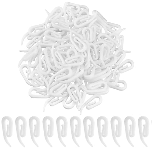100 Pezzi Ganci Tenda, Ganci a Uncino in Plastica, Gancio Tenda Rinforzato in Plastica a Forma di 'G', Gancio Appendi Tende, Tendine Scorrevoli, Tende Da Doccia, Tende a Bastone e a Binario