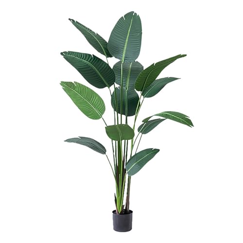 Platanera Artificial Con Tronco, Planta Artificial Grande Interior Con Maceta, Plantas Artificiales Decorativas Con Hojas De Plátano, Planta Artificial Realista(90cm/3ft)