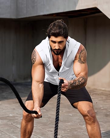 COOFANDY Camisetas masculinas com capuz para treino, pacote com 2, camisetas de ginástica sem mangas