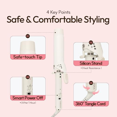 Image of VODANA Professional GlamWave Ceramic Curling Iron, Long-Lasting Natural Curls, Instant Heat, Hair Curler, Curling Wand, Available in USA (1.4 inch, Creamy Blue)