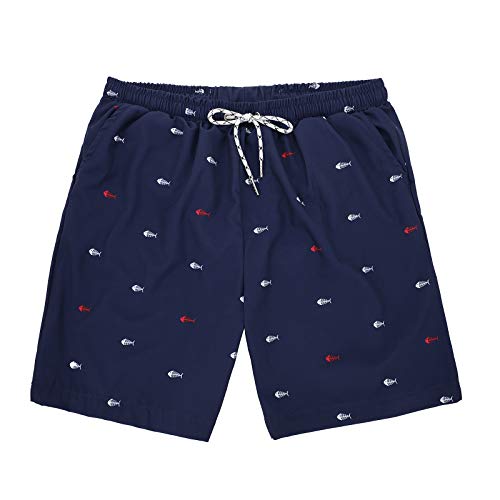 Image of American Trends Men's Swim Trunks Beach Shorts Athletic Swimwear Bathing Suits Swimming Trunks Quick-Dry Swimming Suit, Navy Fish, XX-Large
