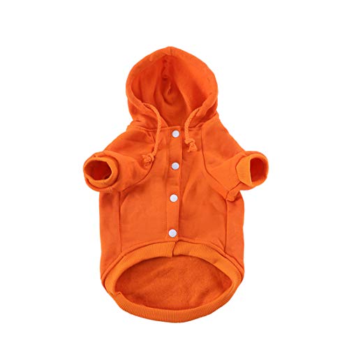 uxcell Pet Dog Hooded Hoody Sweatshirt Clothes Polyester Basic Apparel Puppy Cat Winter/Spring/Fall Costume Outfits Fleece Warm Coat with Pocket Orange L