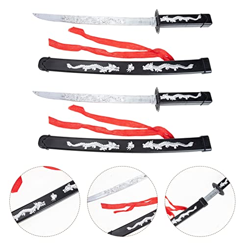 Pretyzoom 3Pcs Japan Samurai Sword Fake Kids Sword Samurai Cosplay Sword False Trick Knife Toy Prop: 2Pcs #TOP5