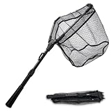 Gummiert Kescher Angel, Klappbares Fischernetz, Fishing Keschers Angeln, Teleskop Unterfangkescher, 90cm Teleskop Unterfangkescher Gummiert Angel Kescher, für Forellenangeln, Salmon, Catfish, Bass