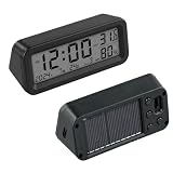 Orologio digitale per auto, mini orologio digitale solare per cruscotto, orologio elettronico LCD per auto, ora, data, temperatura e umidità