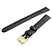 Price comparison product image Genuine Leather Watch Strap Flat Crocodile Grain 14mm Black with Gilt (Gold Colour) Buckle