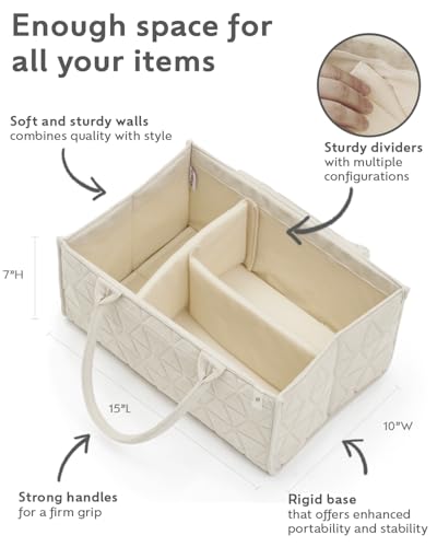ABCOOD. Baby Diaper Caddy Organizer Soft Nursery Storage Basket for Changing Station Girl and Boy - Baby Registry Must Haves Newborn Essentials - Gift for Baby Shower Car Caddy Organizer (Cream)