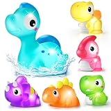 Leuchtende Badewannenspielzeuge ab 1 2 3 Jahre, Dinosaurier Badespielzeug | 6 Stück, LED Licht, Schwimmende Wasserspielzeuge für Pool & Badewanne, Geschenk für Jungen Kinder