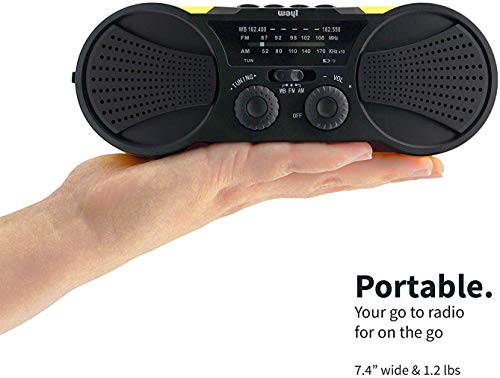 Emergency Weather Radio 4000Mah - Portable, Solar Or Battery Powered, Hand Crank, Am Fm Noaa Weather Stations, Power Bank Phone Charger, Sos Alarm, Led Flashlight & Reading Light Radio - Buzz4000 #TOP2