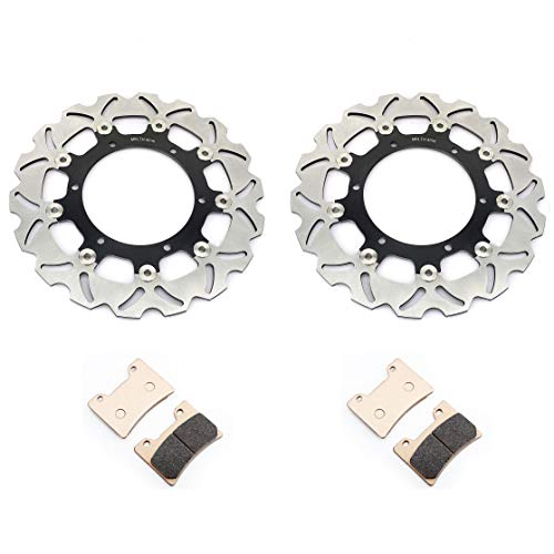TARAZON Front Brake Discs and Pads for Yamaha VMX 12 V-Max 1200 1993 1994 1995 1996 1997 1998 1999 2000 2001 2002 2003 2004 2005 2006 2007 Disks Rotors for Motorbike