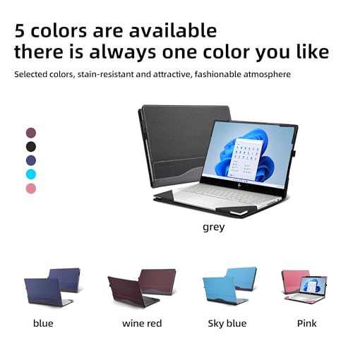 Laptop Cover for HP Envy x360 Laptop 15t /15z-XXX/15-fh|15-ed/15z-ey15-er/15-ep/15t-es100|2-in-1 Laptop.All Inclusive Drop Case 15.6" PU Leather Inside Pocket Cover Shell (15.6inch, Gray-Black) by VEVOOD - Used condition - Image 8