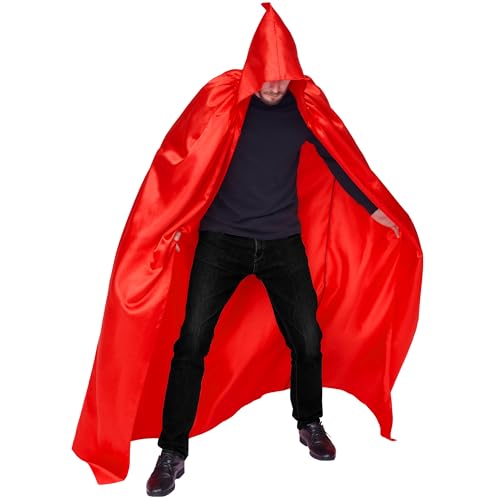 Myir Unisex peleryna z kapturem, szlafrok, satyna, cosplay, Halloween, Boże Narodzenie, fantazyjne kostiumy dla dorosłych (czerwony, L)