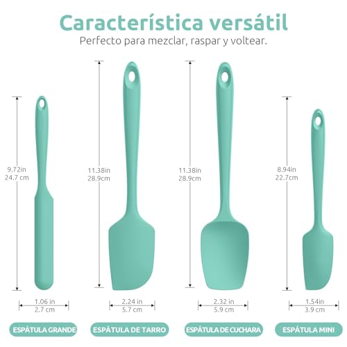 Miniatura 2 de Espatulas Silicona Cocina Reposteria Lengua: U-Taste 315 Resistente Al Calor Utensilios De Espátula Para Cocinar Y Hornear, Juego De 4 Paletas Cocina Antiadherentes Flexibles Sin Bpa, Cielo Acuático