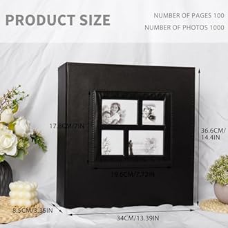 RECUTMS Photo Album 4x6 1000 Pockets Photos, Extra Large Capacity Family Wedding Picture Albums Holds 1000 Horizontal and Vertical Photos (Black)