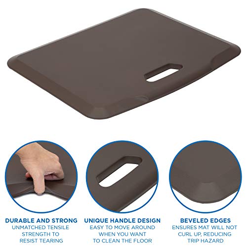 Image of Mount-It! Standing Desk Floor Mat | Brown Standing Comfort Mat for Standing Desk, Home, Office, Kitchen, Garage | Anti-Slip Washable Surface| 18 inchx22 inch | Rubberized Gel Foam
