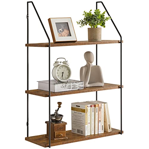 YMYNY Mensole da Muro, 3 Ripiani Industriale Scaffali Galleggianti, Montaggio Parete Libreria Scaffale, Mensole da Parete, per Cucina, Ufficio, Bagno, Soggiorno, Camera da Letto HD-HRF-TM012