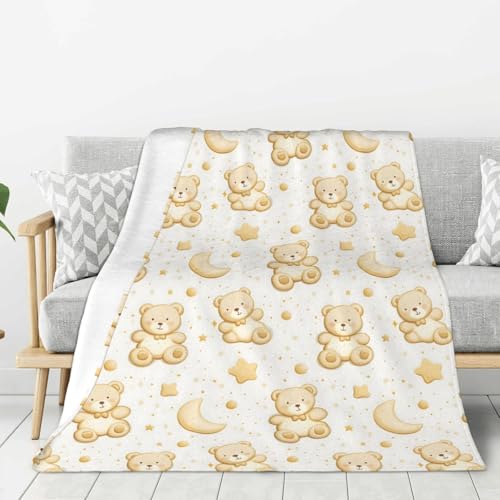 Manta con estampado de oso y luna y estrellas