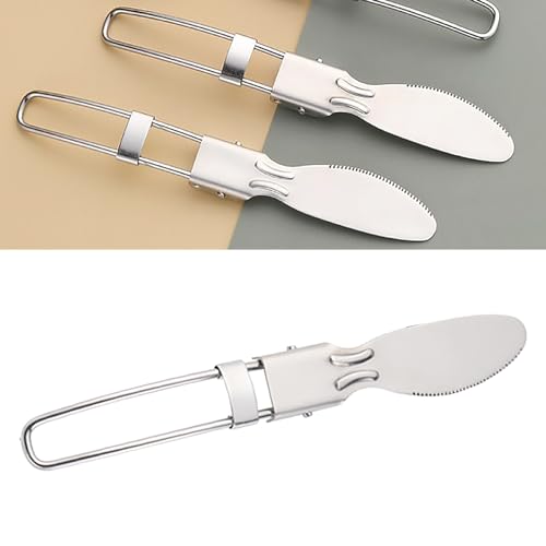 Riuulity Ustensile Pliant Portable en Acier Inoxydable pour Pique-nique de Camping, Couverts Pliables Légers et Durables pour les Activités de Plein Air (Couteau)
