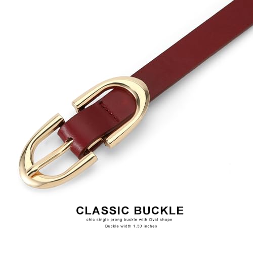 Earnda Thin Belt for Women Jeans Dresses Faux Leather Skinny Waist Belts with Gold/Silver Buckle 0.71" Width3