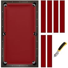 8.5ft Pool Table Felt Red for Billiard Table Cloth with 6 Pcs Cloth Strips and Staple Remover Pool Table Felt Replacement Kit Parts