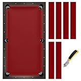 iEsstros 8ft Pool Table Felt Red for Billiard Table Cloth with 6 Pcs Cloth Strips and Staple Remover Pool Table Felt Replacement Kit Parts