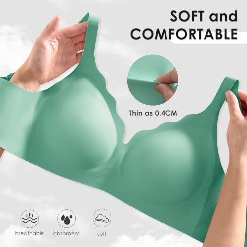 Image of Seamless Wireless Bra for Women with Support - No Underwire Full Coverage Push Up Comfort Bras - Back Fat Smoothing Bralettes