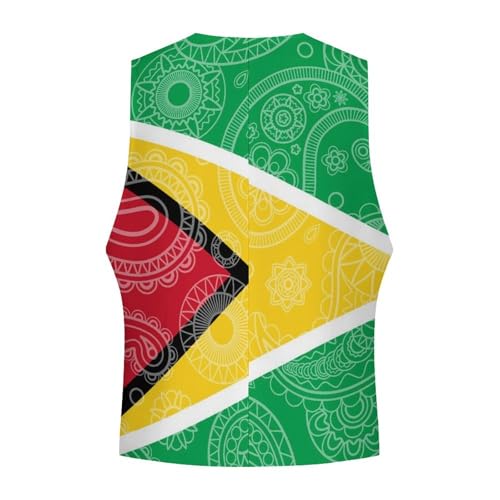 Guyana Flag Paisley Pattern Novelty Men's Suit Vest Casual Formal Dress Vests Business Waistcoat4