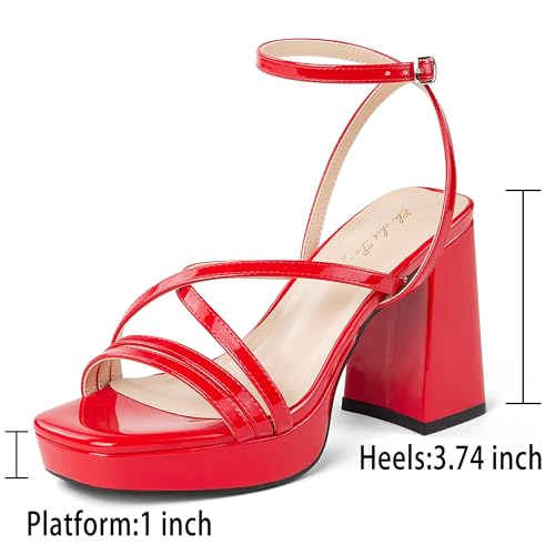 Elisabet Tang Chunky Platform Heels Sandals for Women Sexy Square Toe Heels High Strappy Sandals for Sexy Party Wedding and Evening2