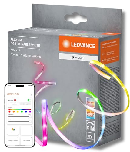 LEDVANCE SMART MATTER FLEX Strisce LED decorative ed espandibili con tecnologia Matter, EXT RGBTW, colorate e bianche, dimmerabili, 2 m, sorgenti luminose non sostituibili