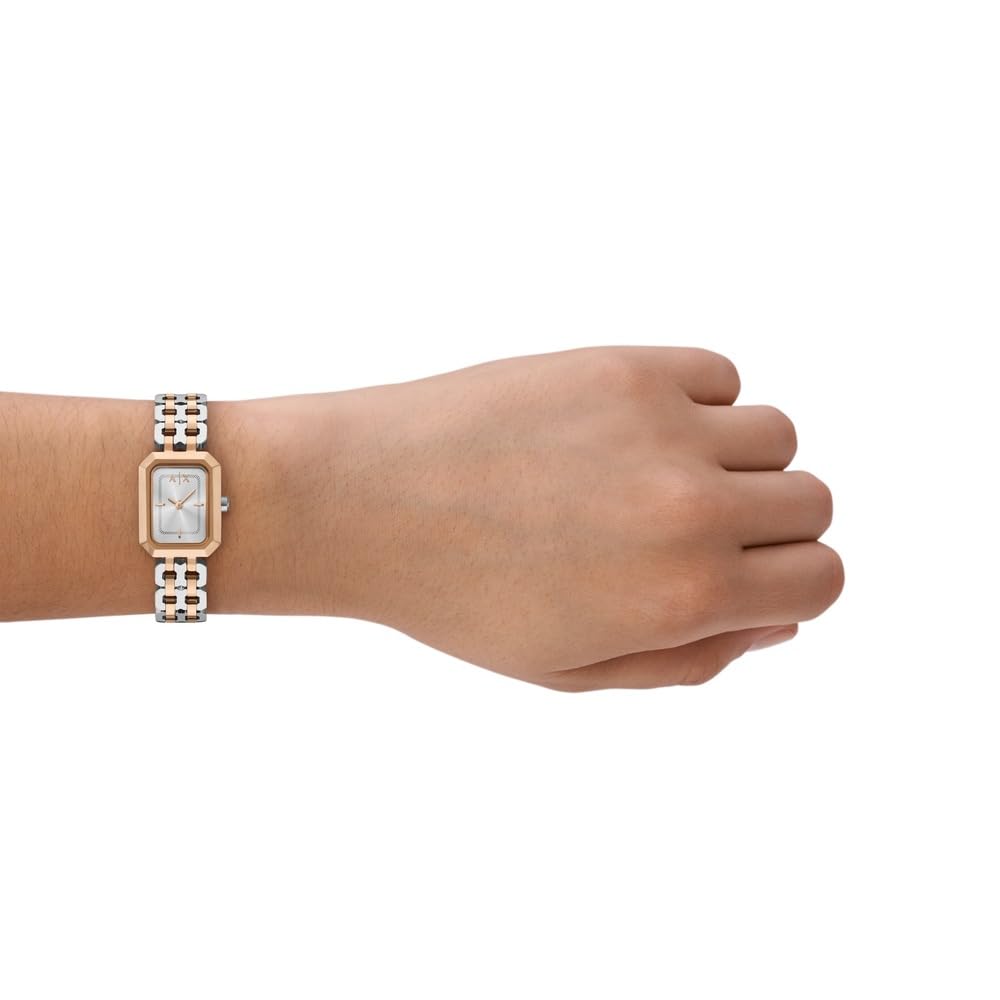 Armani Exchange Orologio da donna, Movimento al quarzo a due lancette e cassa da 27 mm con cinturino in acciaio inossidabile